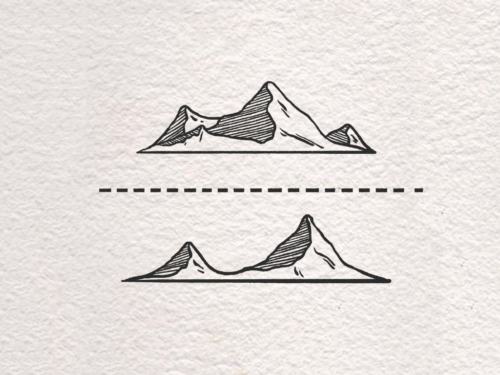 两种简单的山川简笔画画法