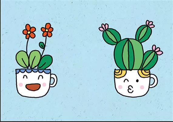 一组超可爱的盆栽简笔画