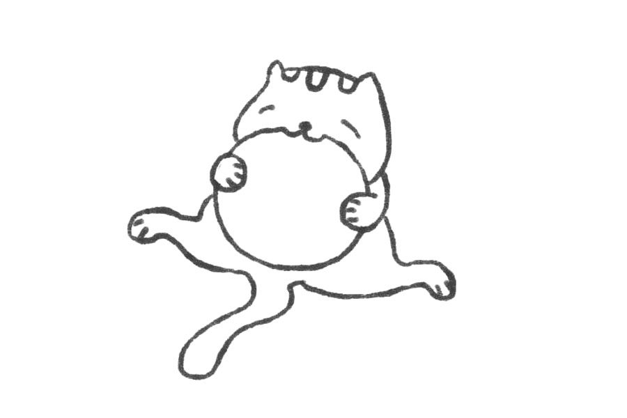 吃曲奇的小猫简笔画教程