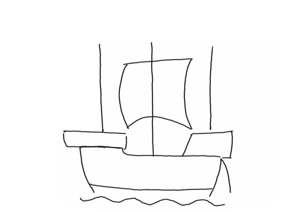 大帆船简笔画画法步骤