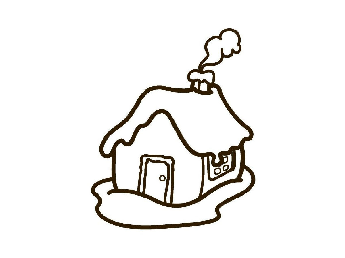 圣诞节雪屋简笔画画法步骤