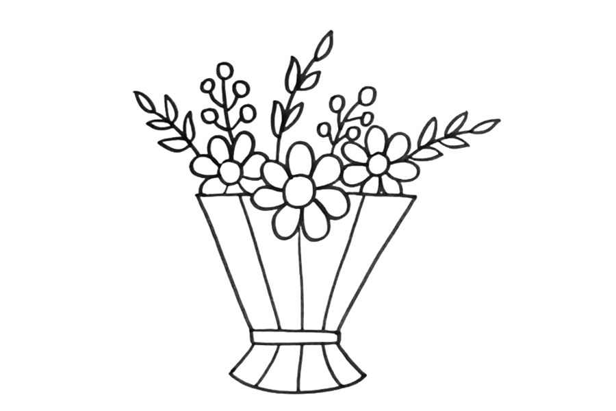 漂亮的花束怎么画