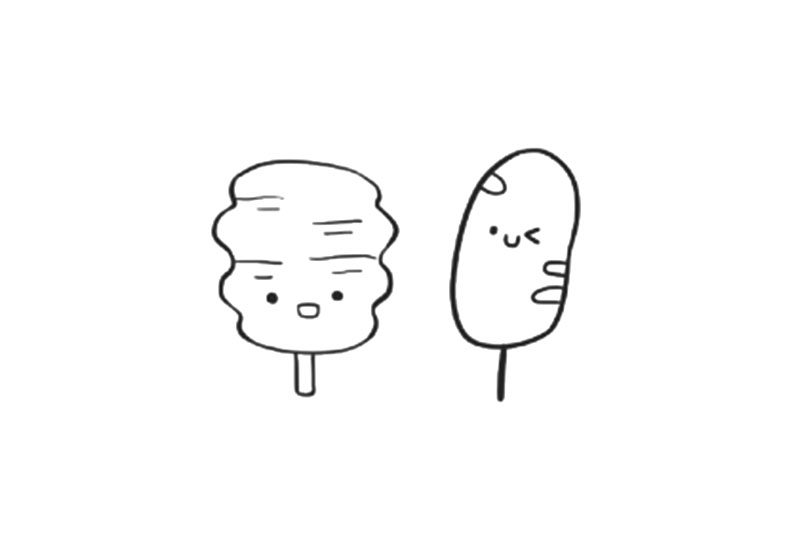 简单可爱的卡通烤串简笔画