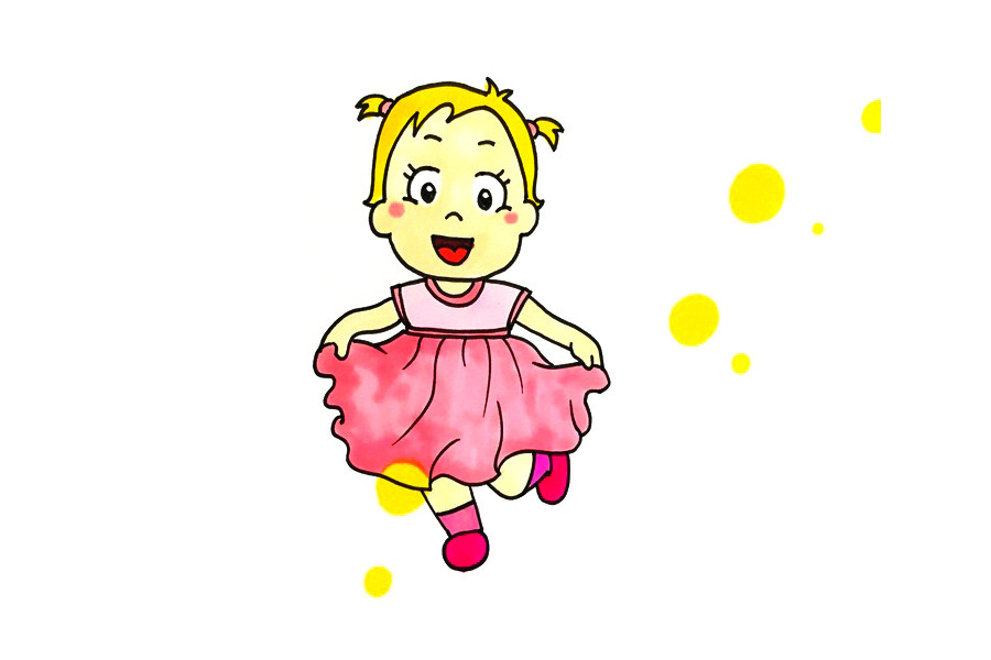 穿漂亮裙子的小女孩简笔画教程