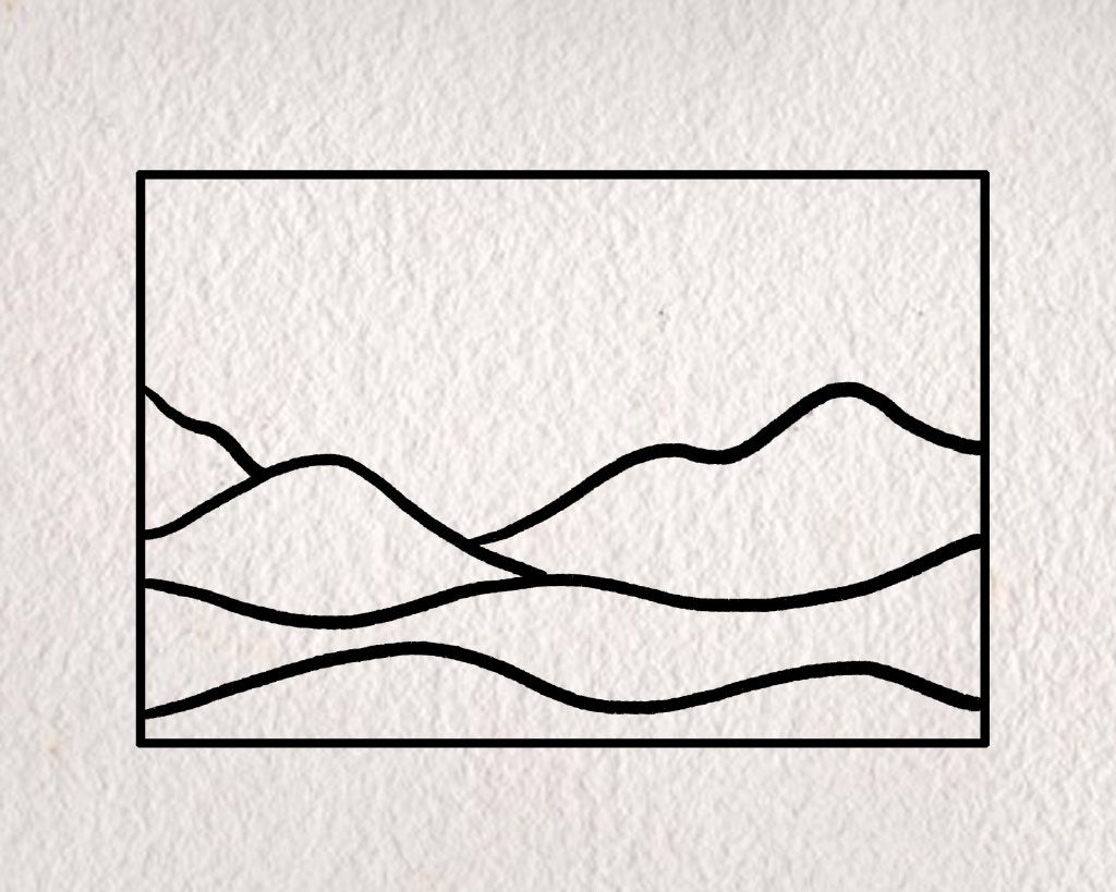简单的山川风景简笔画教程