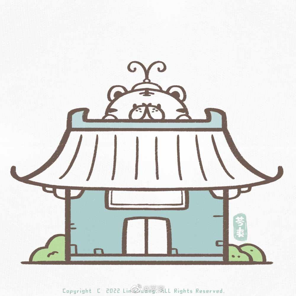 一组漂亮的古风小房子简笔画图片