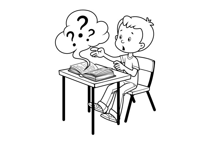 认真读书学习的小学生简笔画