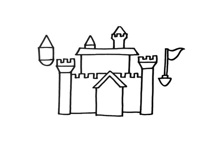 魔法城堡简笔画画法步骤