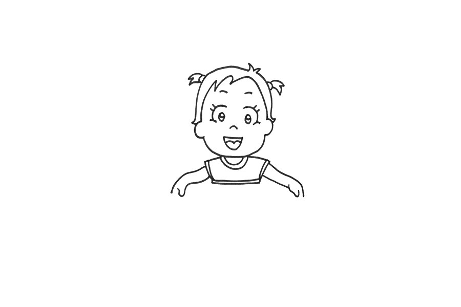 穿漂亮裙子的小女孩简笔画教程