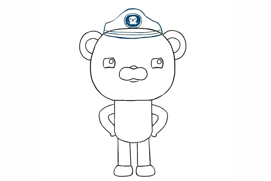海底小纵队 北极熊巴克队长简笔画画法