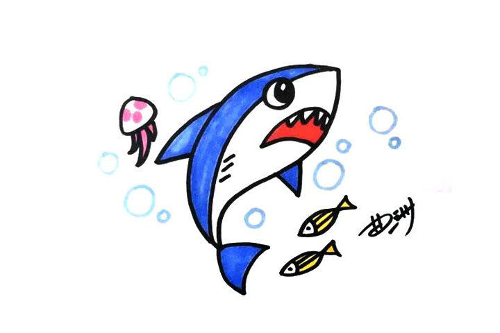 鲨鱼简笔画画法步骤