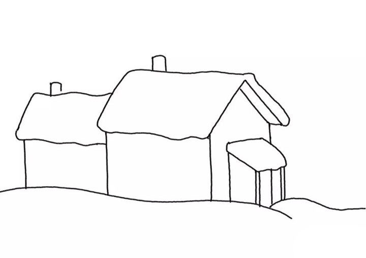 雪地小屋简笔画画法步骤