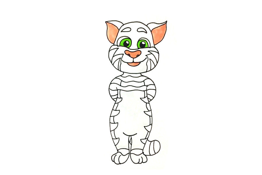 会说话的汤姆猫简笔画步骤