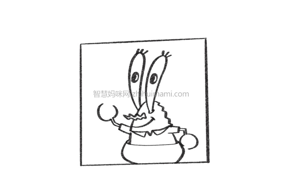 抠门蟹老板简笔画画法步骤