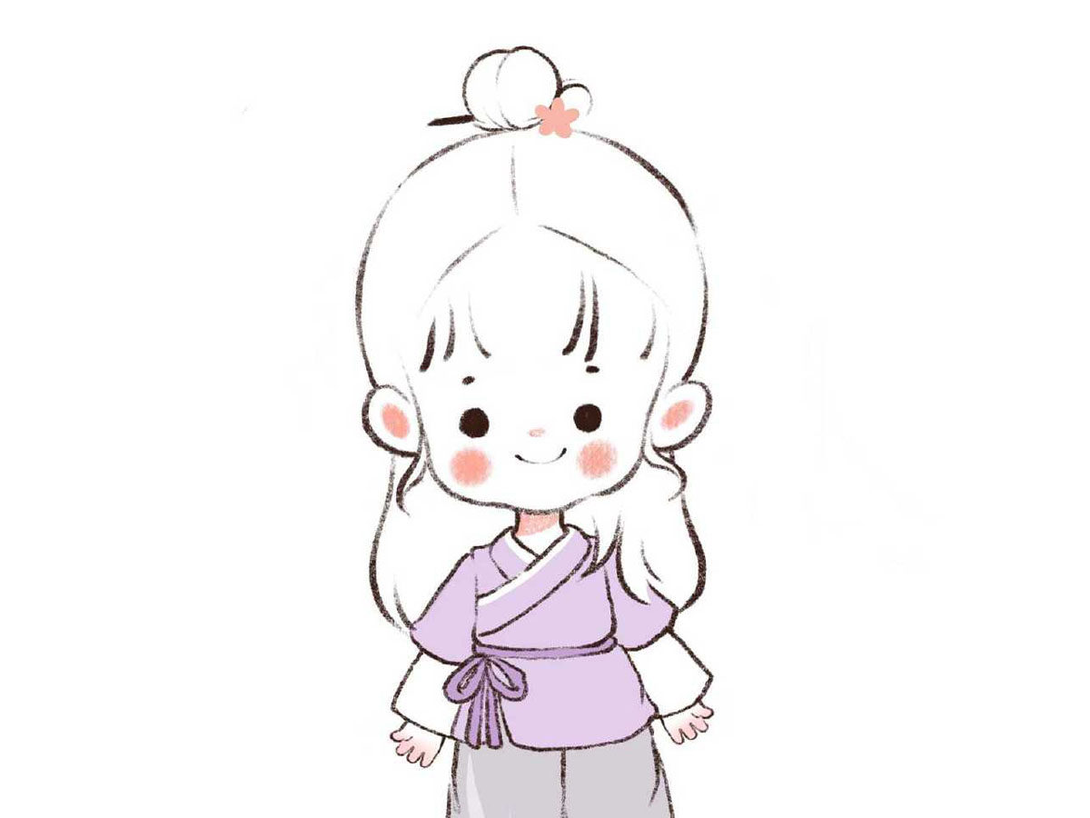 一组可爱漂亮的小女孩简笔画图片