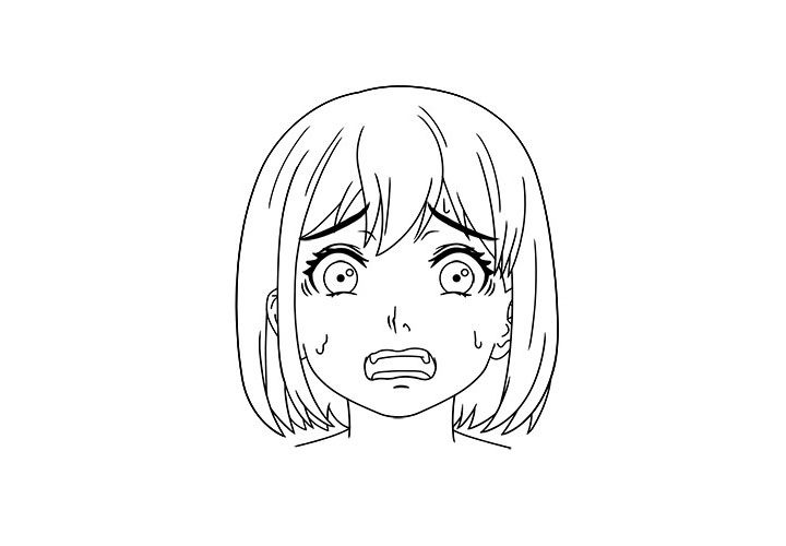 画短发女孩漫画-害怕表情的画法