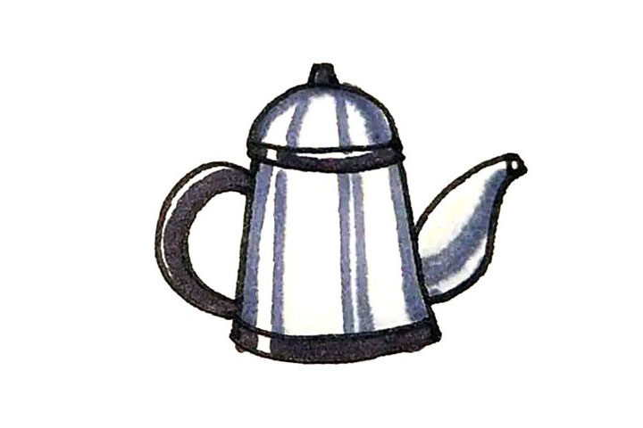 烧水壶简笔画画法步骤