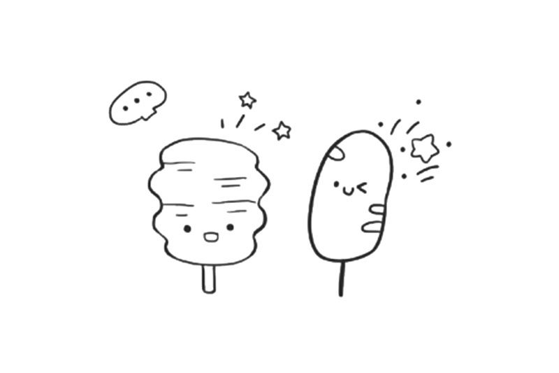 简单可爱的卡通烤串简笔画