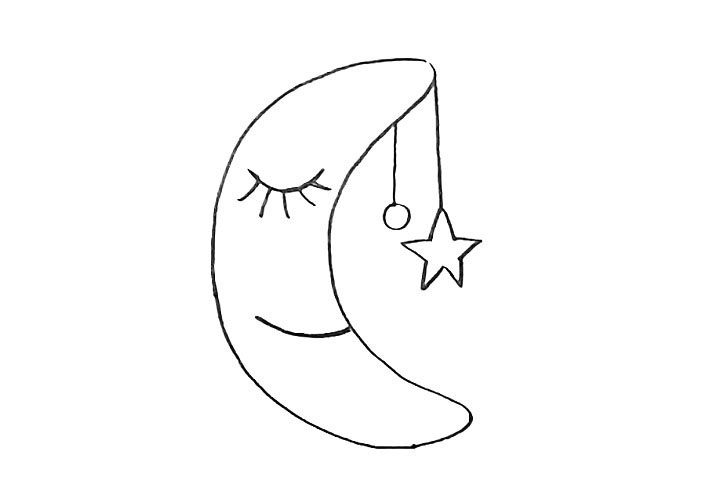 卡通月亮简笔画画法教程