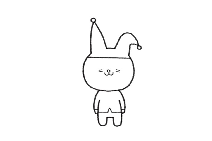 伪装成小丑的小猫简笔画步骤