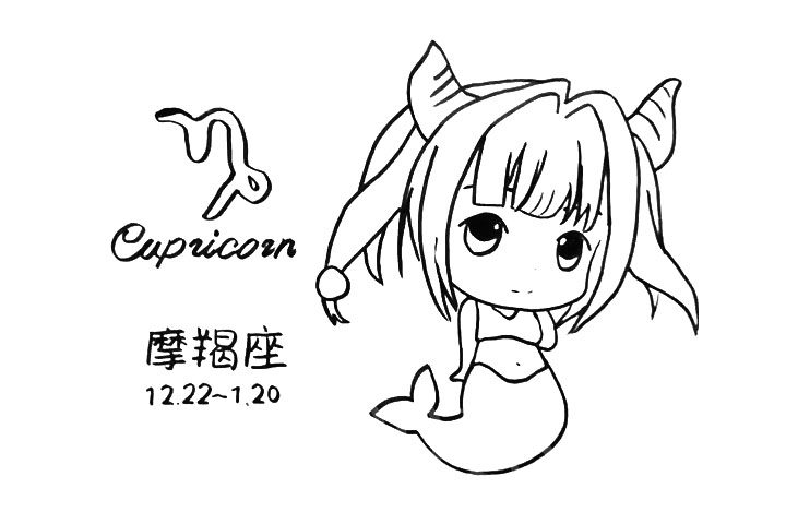 摩羯座卡通人物简笔画画法步骤