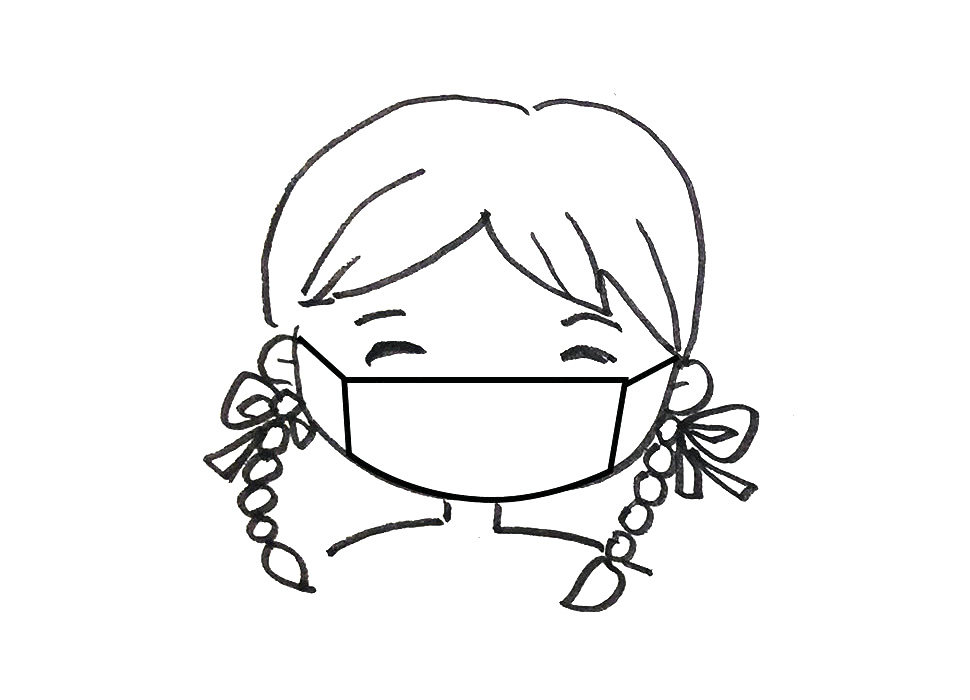 戴口罩的男孩女孩头像简笔画