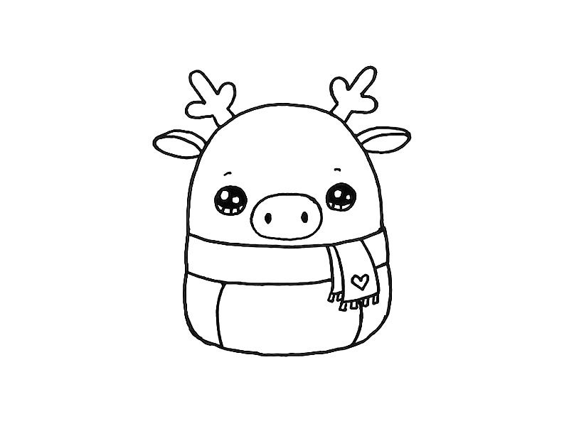 可爱的驯鹿简笔画画法步骤