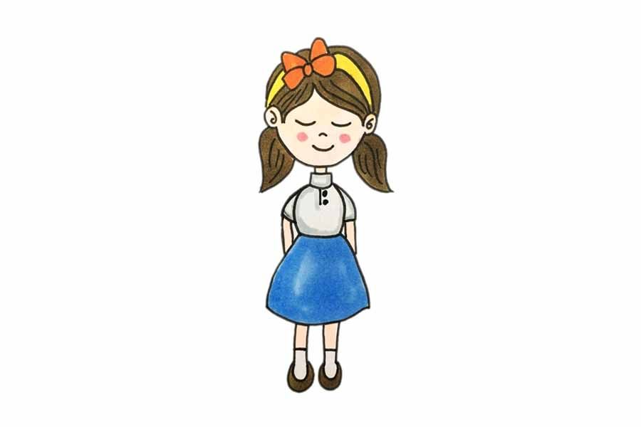 漂亮的小女孩简笔画步骤