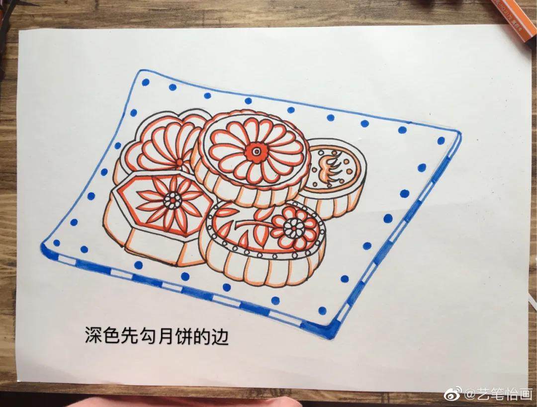 简单的中秋节月饼简笔画