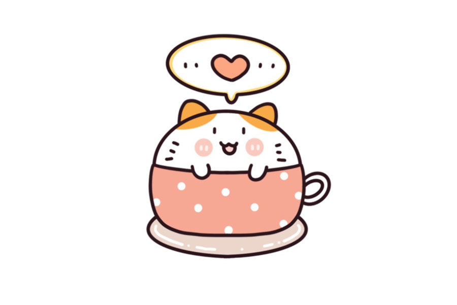 美食饮品主题简笔画超萌咖啡简笔画