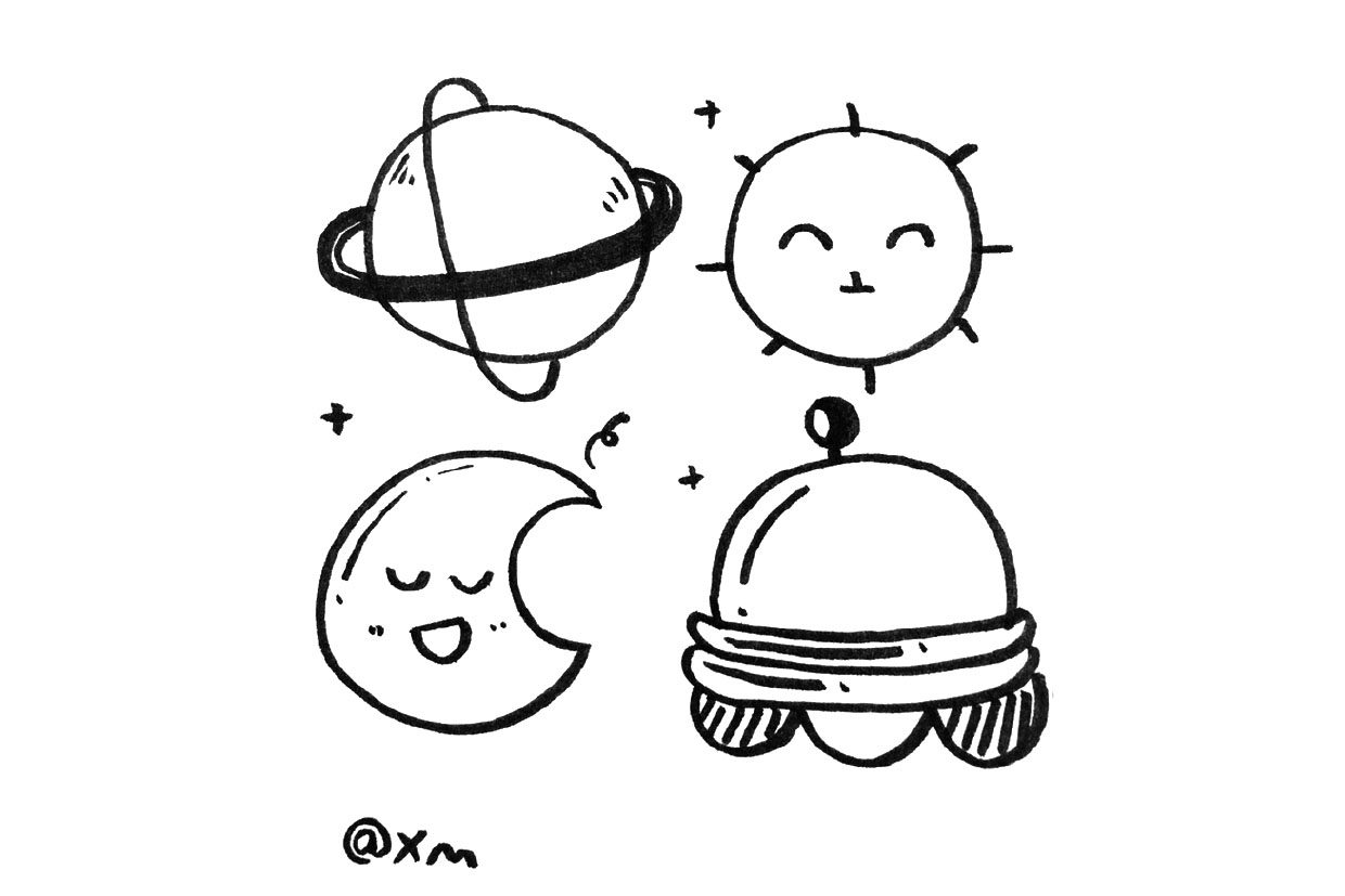 星河璀璨 一组关于外太空的简笔画图片