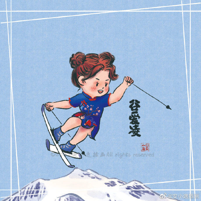 中国队滑雪项目简笔画图片合辑