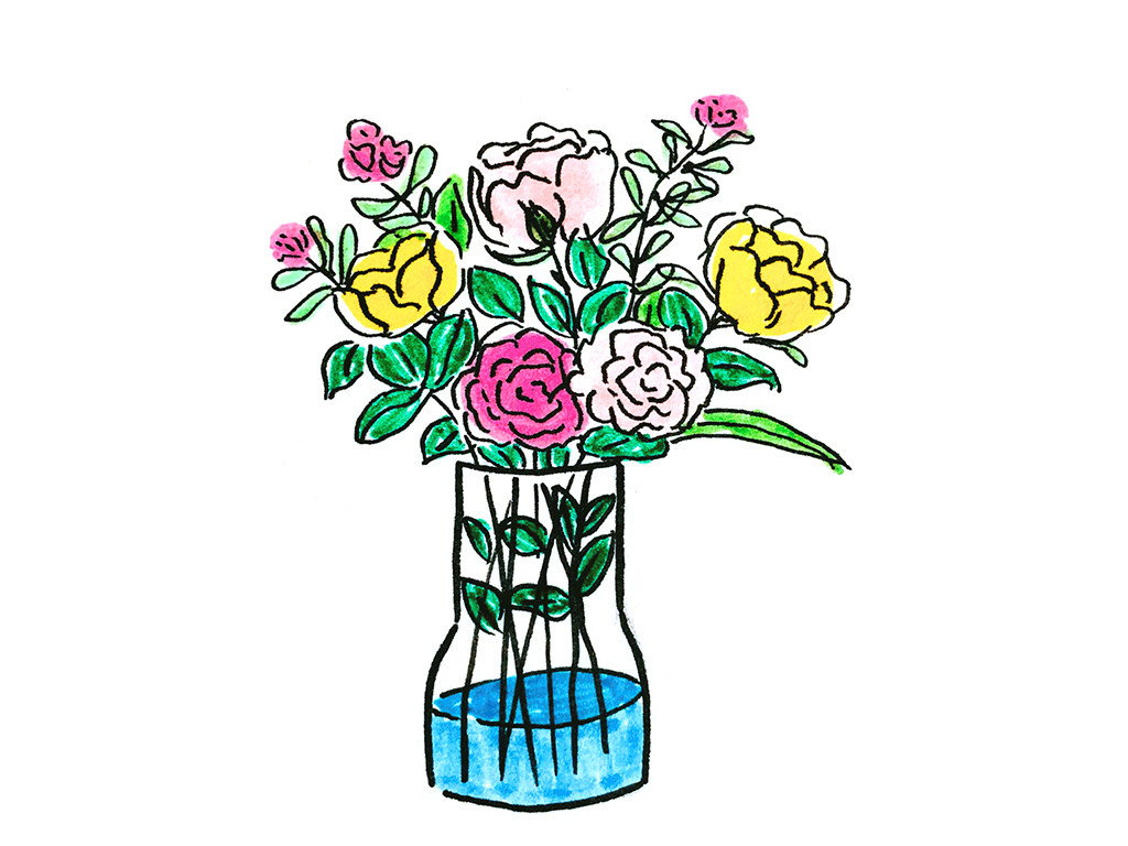 一些美丽的花束简笔画图片
