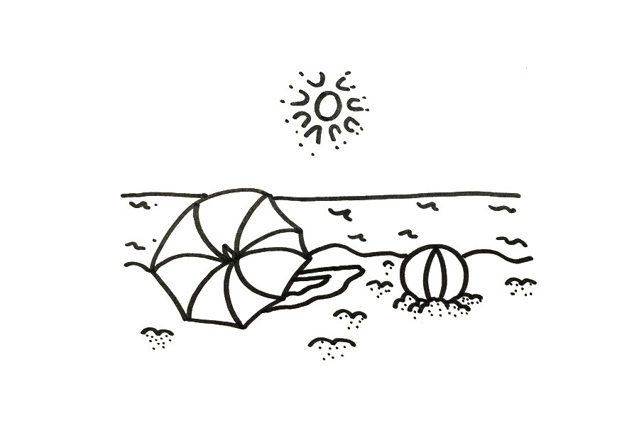 夏季海滩风景怎么画
