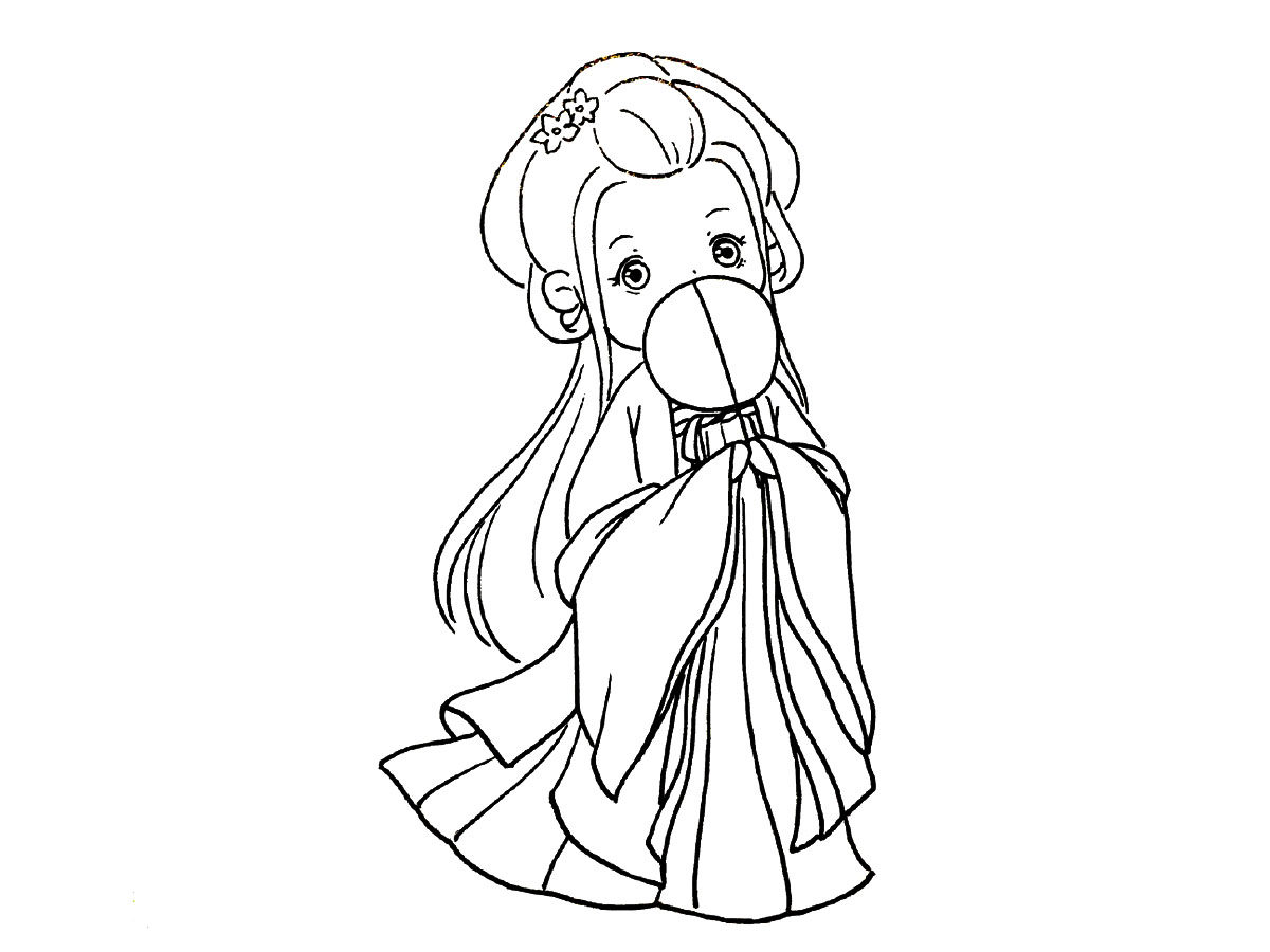 犹抱琵琶半遮面古风小女孩简笔画教程