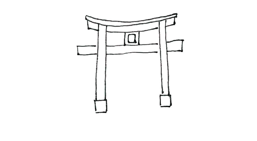 鸟居简笔画画法步骤