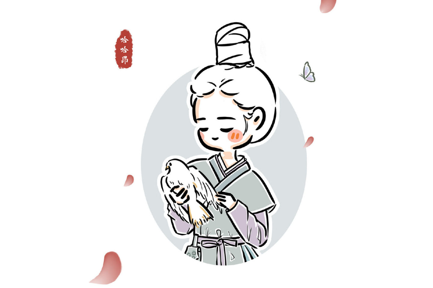 古风也可以很可爱 一组漂亮的古风小女孩简笔画图片