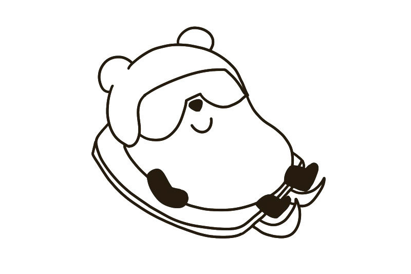 冰墩墩版冬奥会项目雪橇简笔画教程