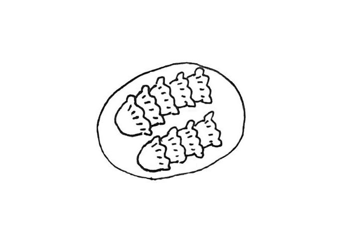 一盘饺子简笔画画法步骤