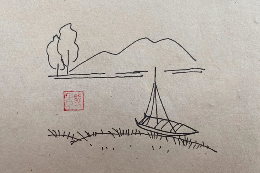 简单的山水风景简笔画图片
