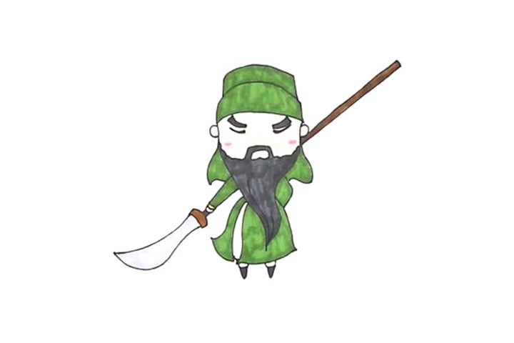 q版三国人物 关羽简笔画