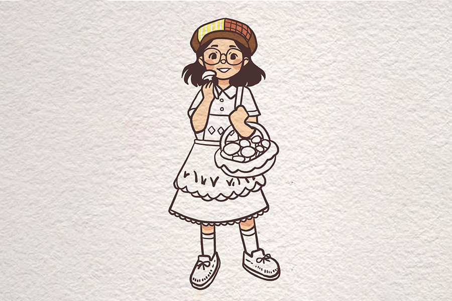 复古风美少女简笔画画法步骤