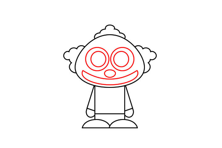 有趣的小丑简笔画画法步骤