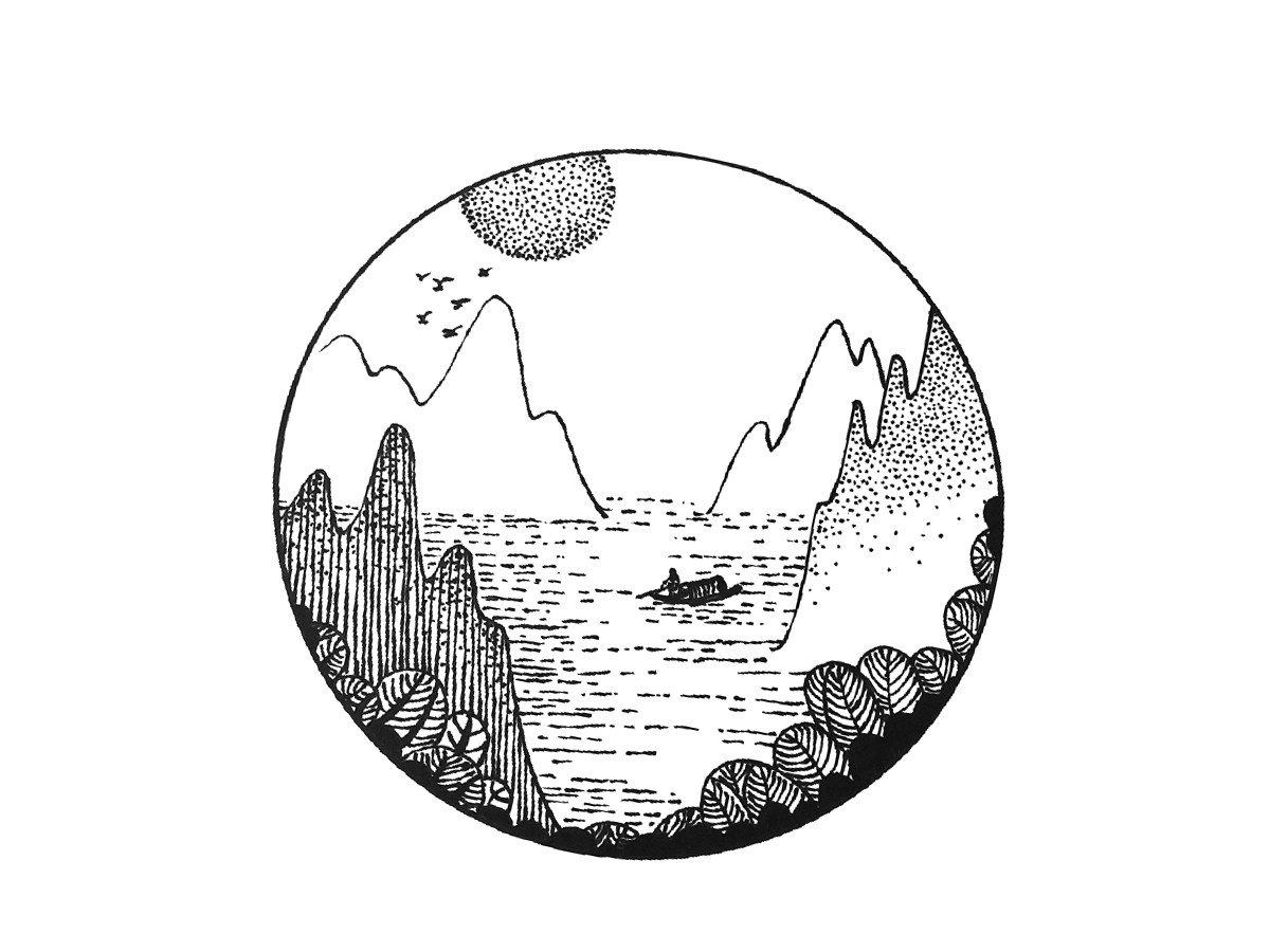 漂亮的风景简笔画图片