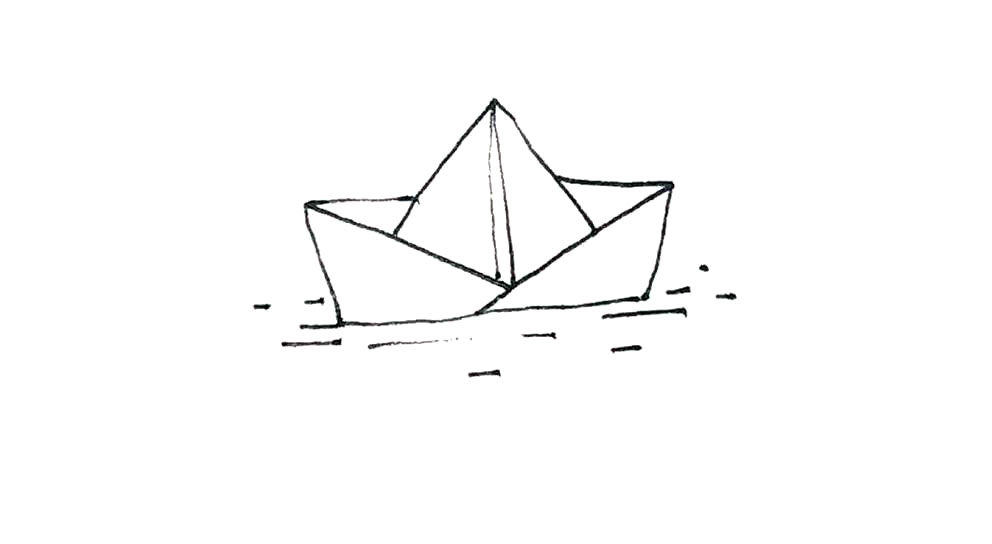 折纸船简笔画画法
