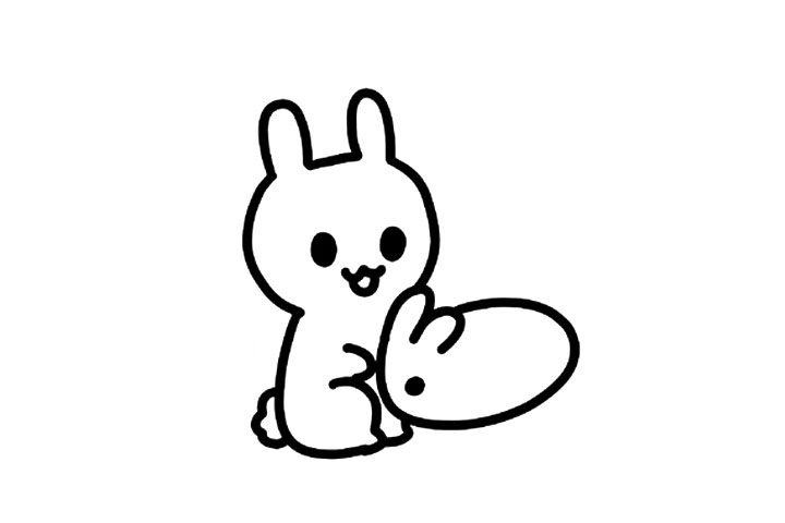 中秋元素 玉兔简笔画