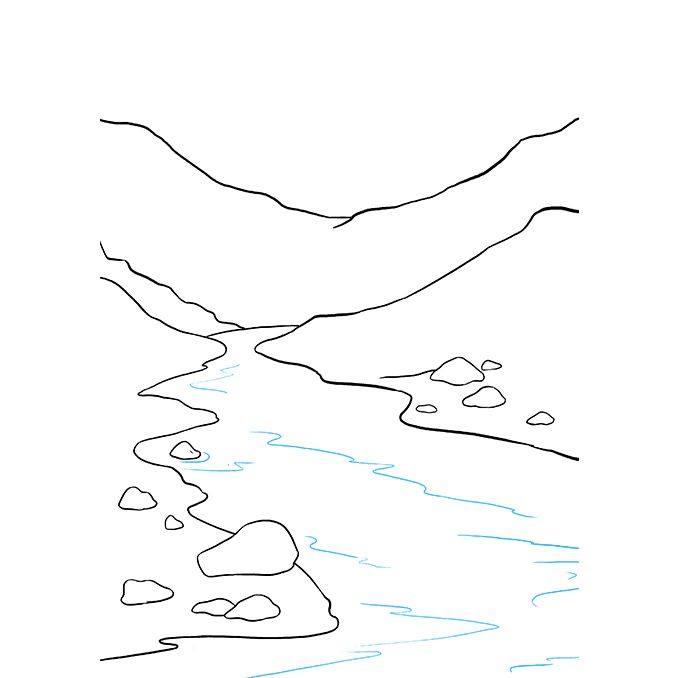 如何画一条河的简笔画