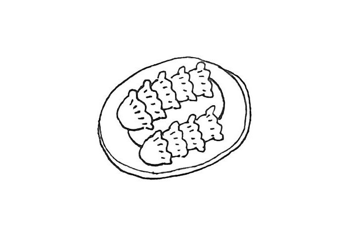 一盘饺子简笔画画法步骤