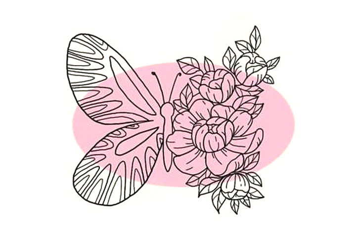 一半蝴蝶一半花蝶恋花简笔画
