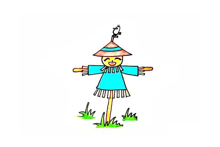 稻草人简笔画画法步骤